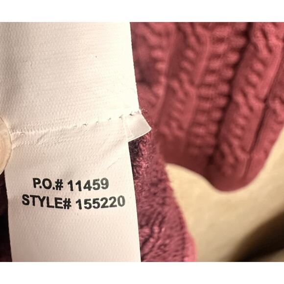 Carbon 2 Cobalt Burgundy Cable Knit Cotton 1/4 Zip Men Sz L Fisherman Sweater - Picture 8 of 15